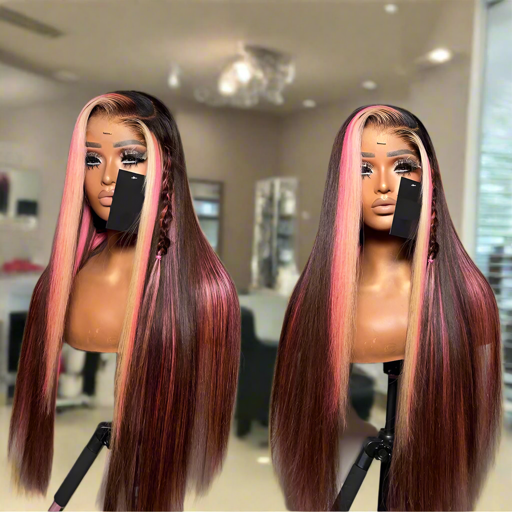 34Inch 13X6 Highlight Blonde Pink Deep Wave Lace Frontal Wig 13X4 Lace Front Curly Human Hair Wig Straight 4X6 Ready Go Wig 180%
