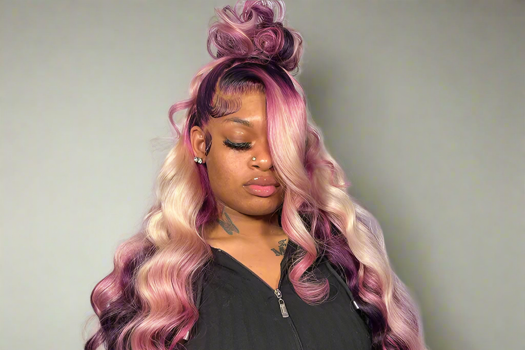 13x6 Ombre Purple 613 Color Body Wave Lace Front Human Hair Wigs 200% Brazilian Body Wave Transparent Lace Frontal Wigs For Women