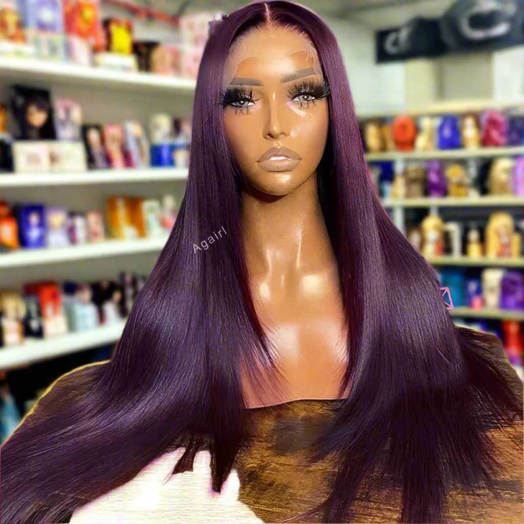 200% Density 13X6 Dark Purple Body Wave Human Hair Wigs Pre Plucked Ready Go Brazilian 99J 13x4 Wavy Lace Frontal Wigs For Women