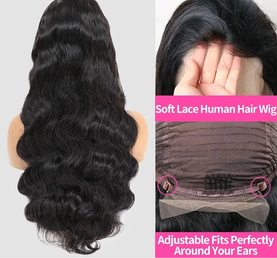 250% 30-36inch Body Wave 13x6 Hd Frontal Human Hair Pre-plucked Lace Brazilian Remy 13x4 Front Wig 4x4 Closure With Hd Full Lace