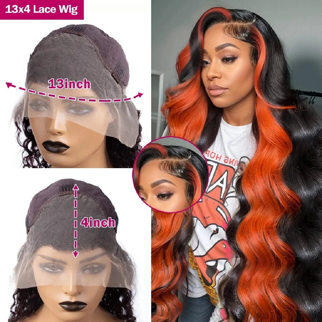 30 32 Inch Highlight 13x6 HD Lace Front Wigs Human Hair Ginger Orange 1B/350 Wet And Wavy 13x5 Body Wave Ombre Wig For Women