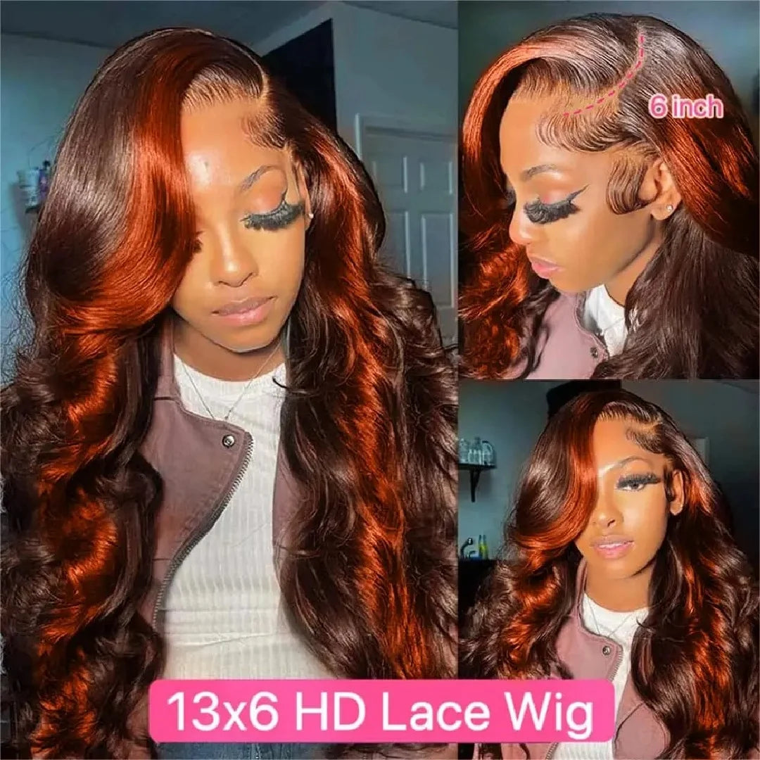 30 32 Inch Highlight 13x6 HD Lace Front Wigs Human Hair Ginger Orange 1B/350 Wet And Wavy 13x5 Body Wave Ombre Wig For Women