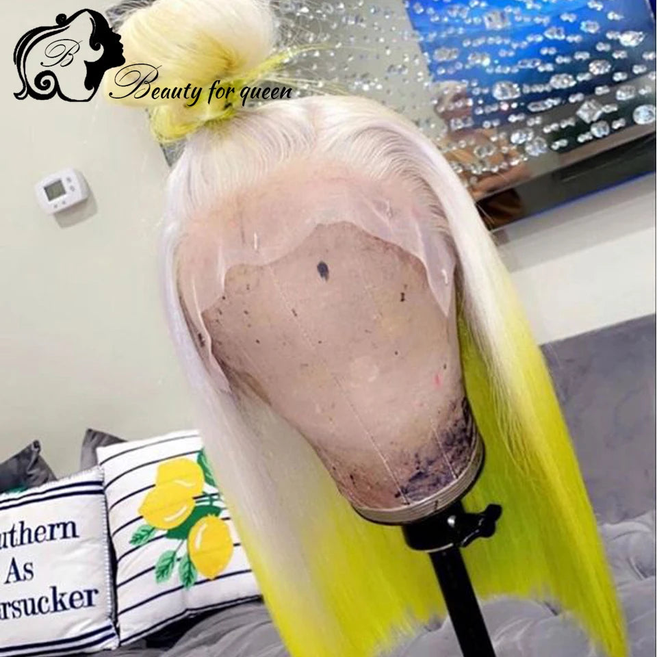 13x4 Ombre Colored Lace Front Human Hair Wigs For Women Wig HD Transparent Lace Frontal Wig With Natural Hairline 180% Short Bob