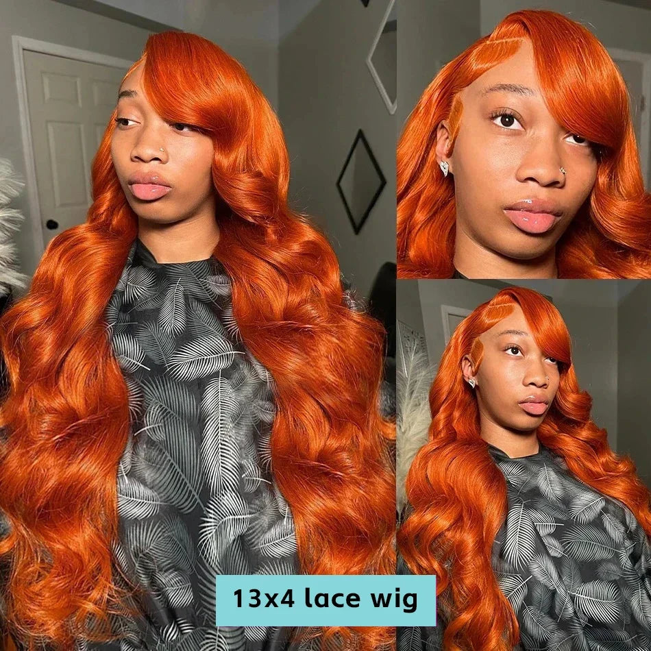 13x6 Hd Lace Frontal Orange Ginger Human Hair Wig Body Wave Lace Front Wigs for Women Loose Wave Colored Wigs Brazilian