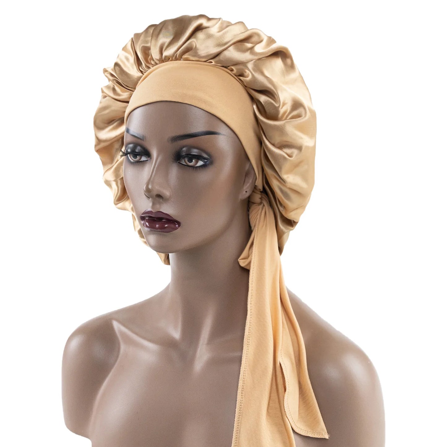 Women Satin Night Sleep Cap with Long Streamer Hair Care Bonnet