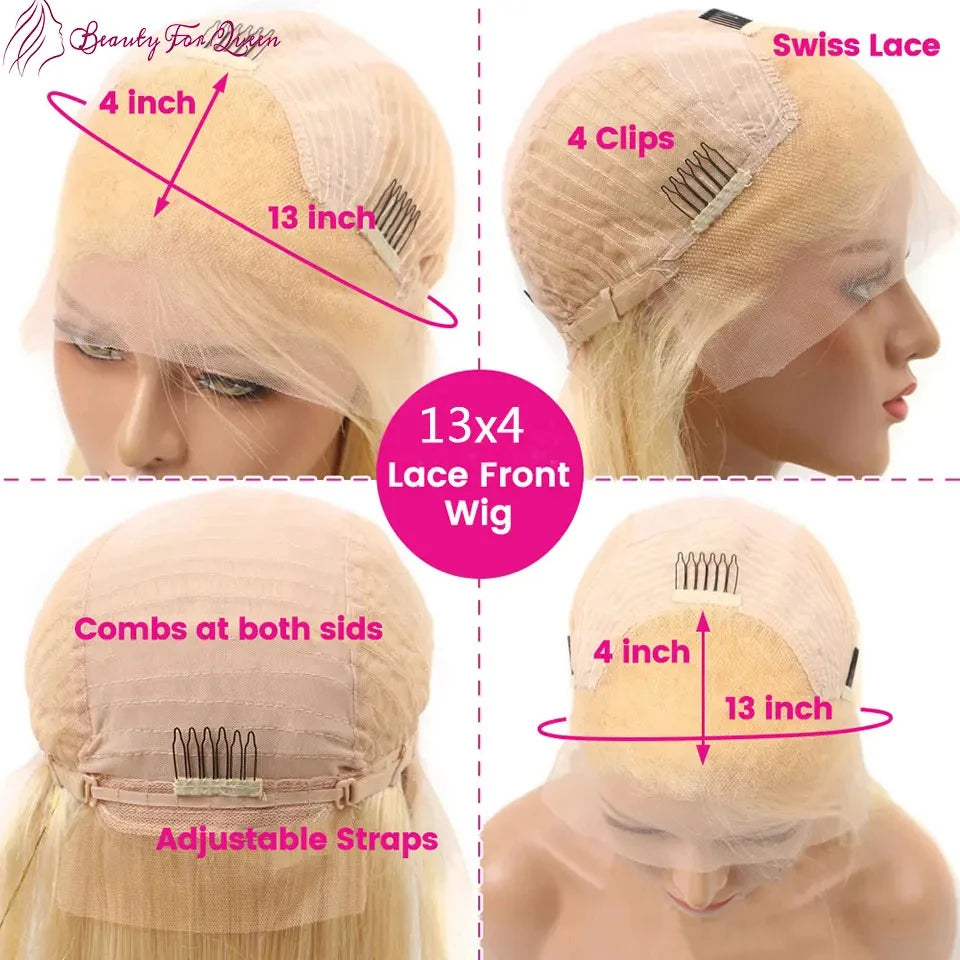 13x4 Ombre Colored Lace Front Human Hair Wigs For Women Wig HD Transparent Lace Frontal Wig With Natural Hairline 180% Short Bob