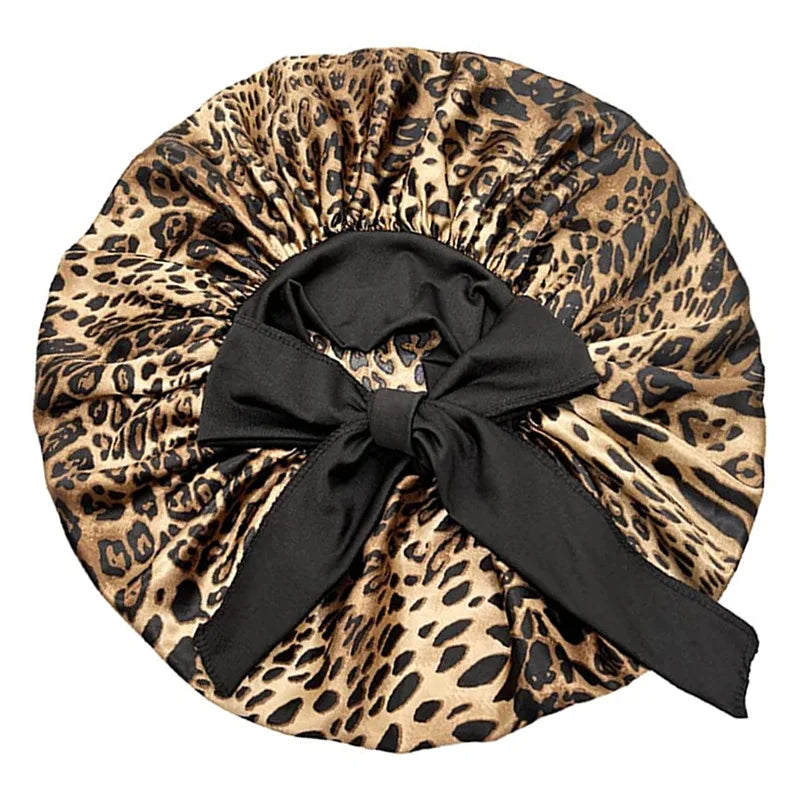 Women Satin Night Sleep Cap with Long Streamer Hair Care Bonnet