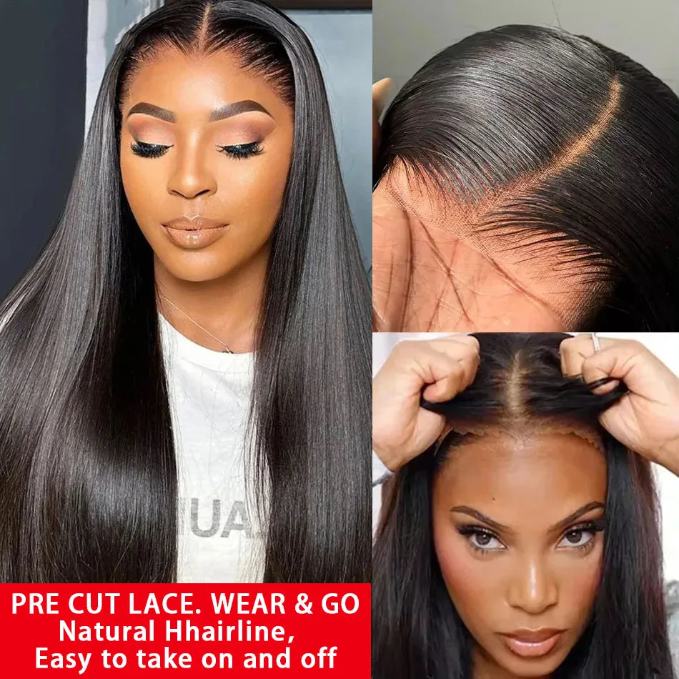 Bling 6X4 5X5 Glueless Wig Human Hair Wear and Go Straight Lace Closure Wig Human Hair 9X6 7X5 Pre Cut Lace Wigs for Women