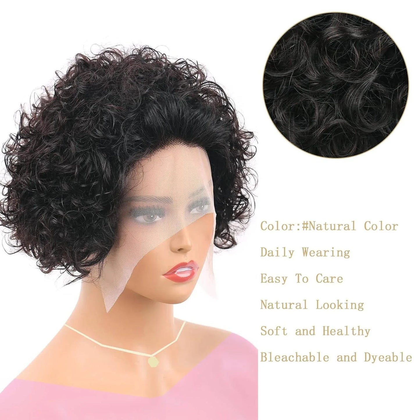 13X1 Pixie Cut Curly Lace Wigs Human Hair Short Curly Brazilian Human Hair Wigs Deep Water Wave Wigs for Black Women Human Hair