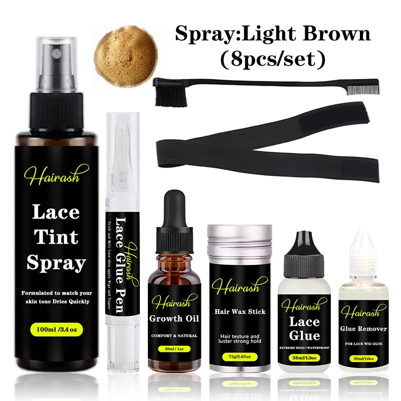 Lace Wig Glue And Lace Tint Spray And Remover For Front Lace Wig Melting Band Hair Wax Stick Glue Pen Growth Oil Install Kit