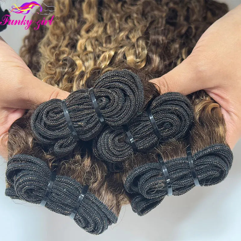 Highlight Curly Bundles 12A Burmese Curly Bundles 100% Human Hair Pixie Curls Raw Hair Bundles Unprocessed Human hair Deals Full