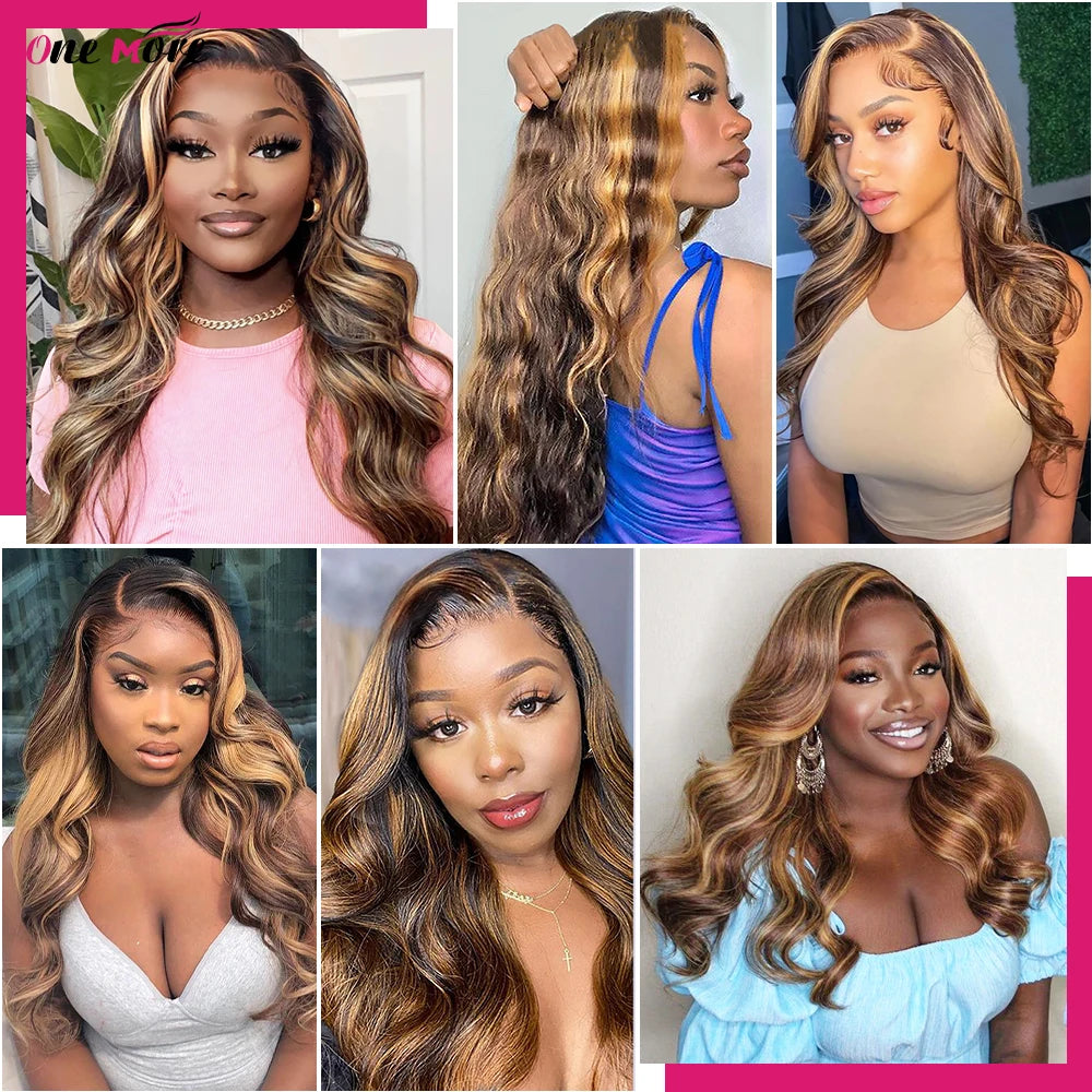P4/27 Highlight Body Wave Bundles 100% Human Hair Bundles Brown Brazilian Hair Weave Bundle 30 32 inch 1 3 4 Remy Hair Bundles