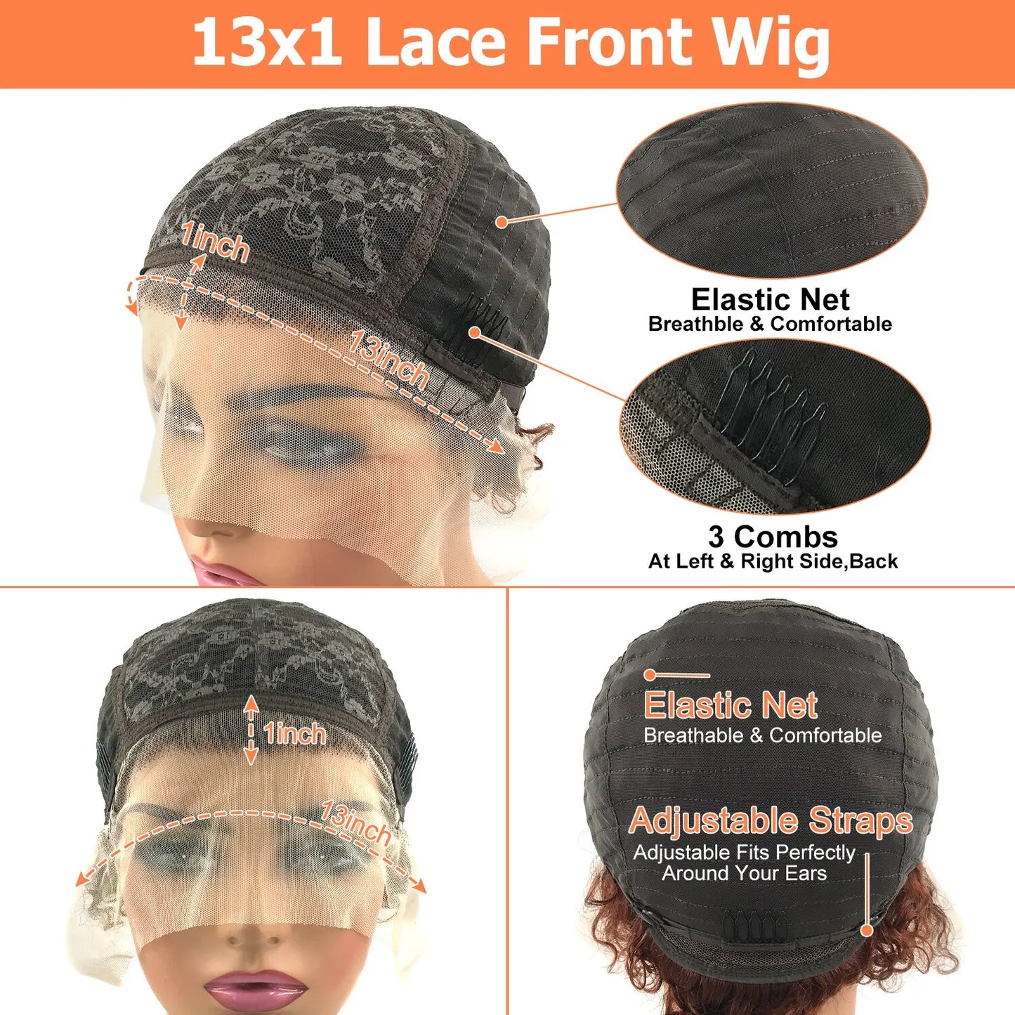 13X1 Pixie Cut Curly Lace Wigs Human Hair Short Curly Brazilian Human Hair Wigs Deep Water Wave Wigs for Black Women Human Hair