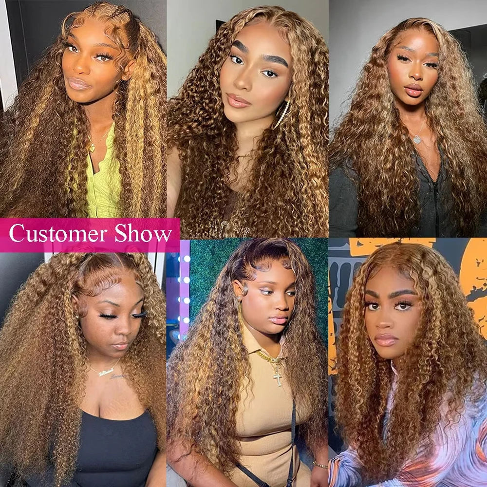 Highlight Wig Human Hair 13x6 HD Lace Frontal Human Hair Deep Wave Frontal Wigs Brazilian 13x4 Water Wave Curly Wigs For Women