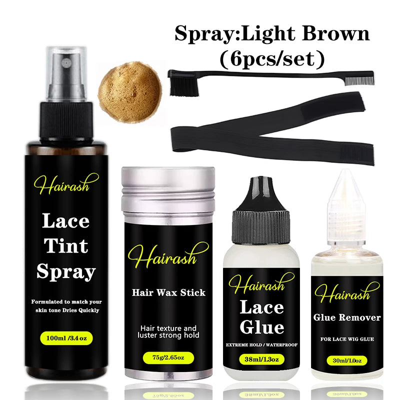 Lace Wig Glue And Lace Tint Spray And Remover For Front Lace Wig Melting Band Hair Wax Stick Glue Pen Growth Oil Install Kit