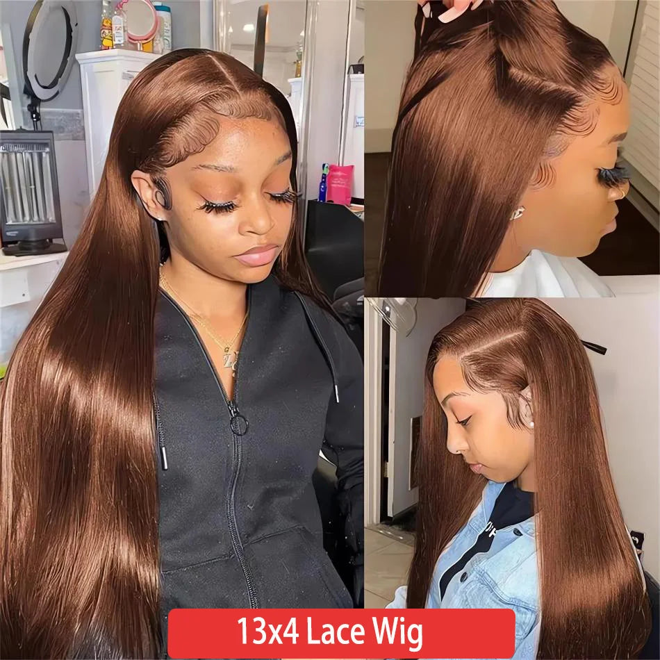 Chocolate Brown Lace Front Wigs Human Hair For Women 13X4 13X6 Hd Bone Straight Lace Frontal Transparent Wig For Woman 30 Inch