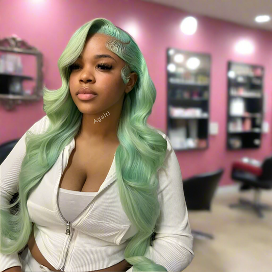 200% Light Green Colored Body Wave 13x6 Lace Frontal Human Hair Wigs Pre Plucked Brazilian Glueless 6X4 5x5 Lace Closure Wig