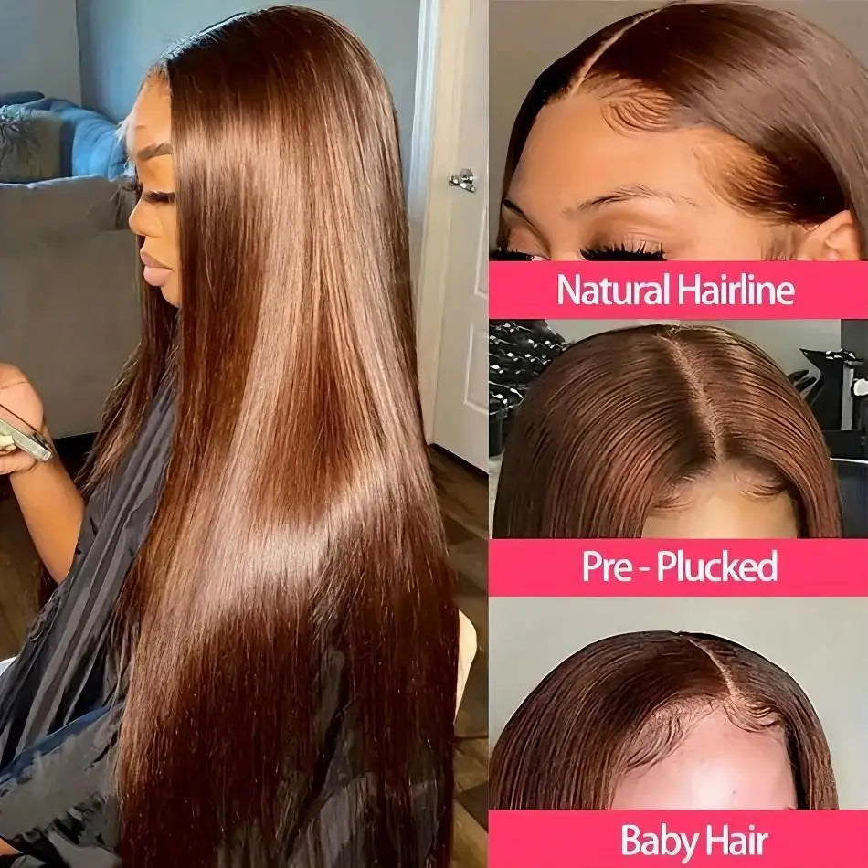 Chocolate Brown Lace Front Wigs Human Hair For Women 13X4 13X6 Hd Bone Straight Lace Frontal Transparent Wig For Woman 30 Inch