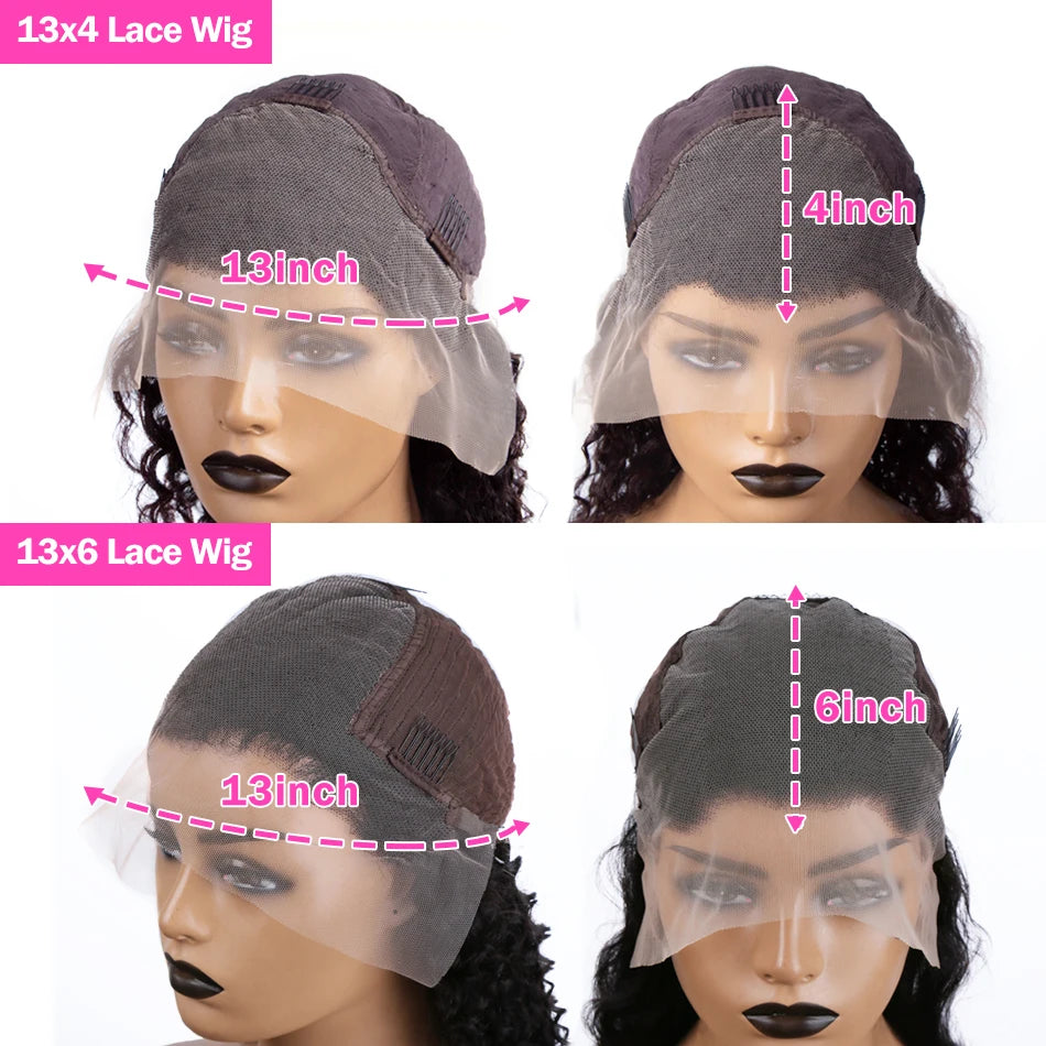 250 Density Deep Wave 30 40 Inch 13x6 13x4 HD Transparent Human Hair Wigs Water Curly Lace Front Wig Brazilian PrePlucke