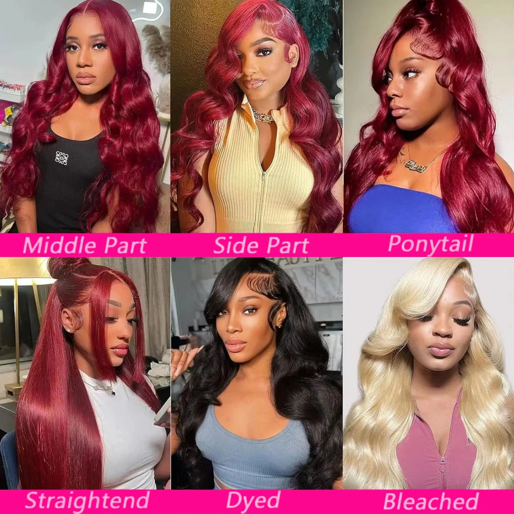 200 Density Burgundy 13x6 HD Lace Frontal Human Hair Wig 99j Body Wave 13x4 Lace Front Wigs Human Hair Brazilian Lace Wigs