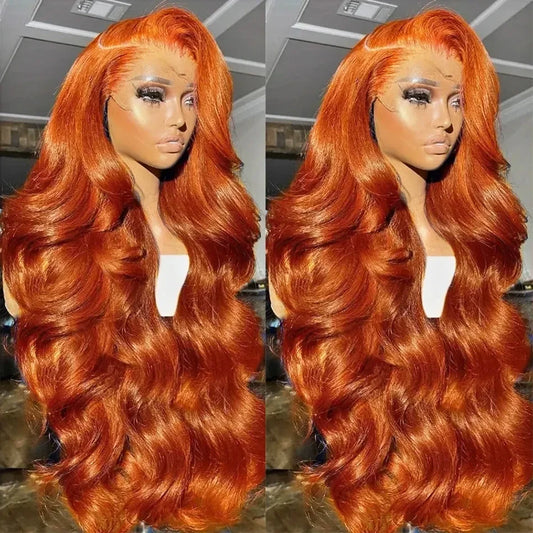13x6 Hd Lace Frontal Orange Ginger Human Hair Wig Body Wave Lace Front Wigs for Women Loose Wave Colored Wigs Brazilian