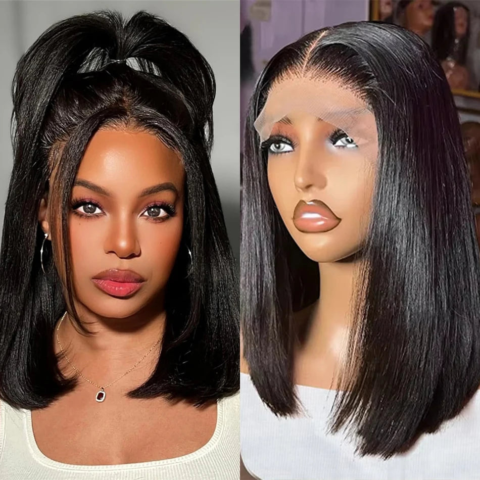 200% Double Drawn #27 Honey Blonde Colored Short Bob Human Hair Wigs For Women Human Hair 13x4 Lace Front Bob Wig Brazilian Hair