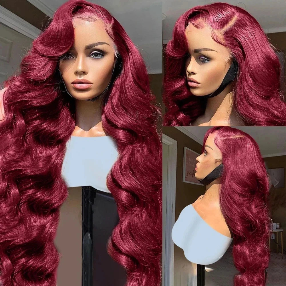 200 Density Burgundy 13x6 HD Lace Frontal Human Hair Wig 99j Body Wave 13x4 Lace Front Wigs Human Hair Brazilian Lace Wigs