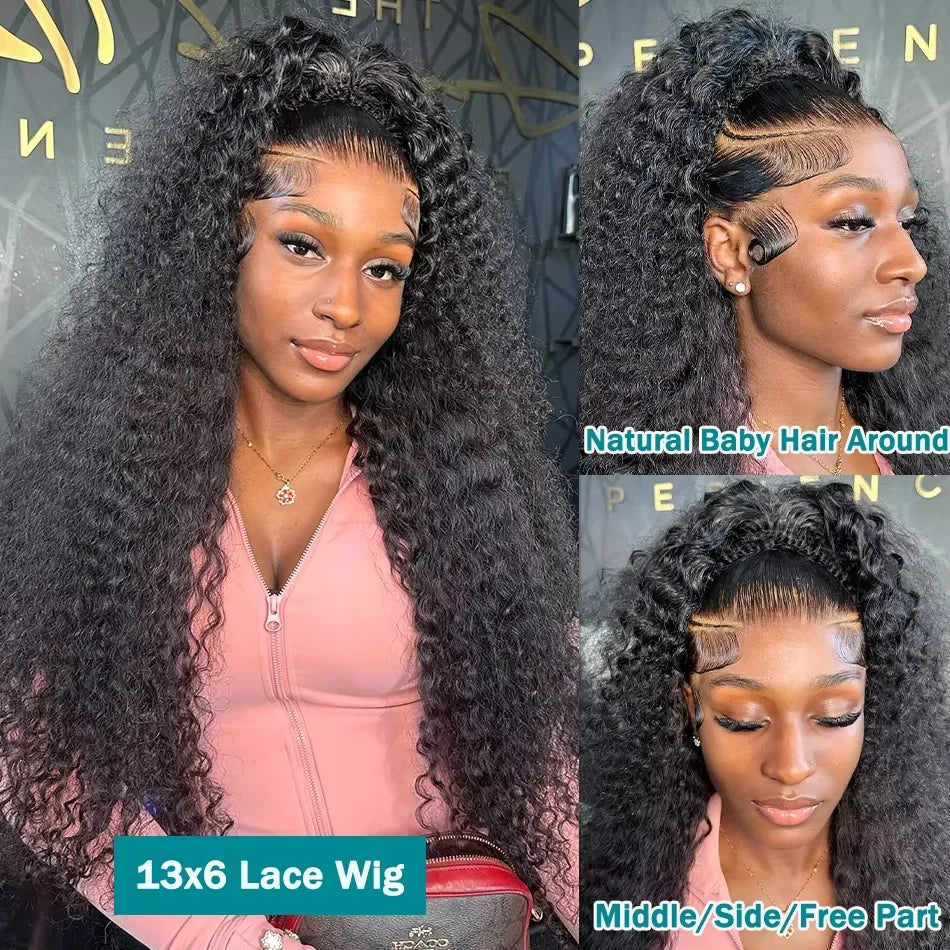 250 Density Deep Wave 30 40 Inch 13x6 13x4 HD Transparent Human Hair Wigs Water Curly Lace Front Wig Brazilian PrePlucke
