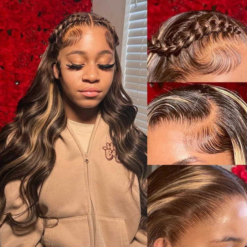 Highlight Wig 100% Human Hair 13x6 Hd Lace Frontal Wig 13x4 Honey Blonde Body Wave Lace Glueless Front Wigs For Woman Brazilian