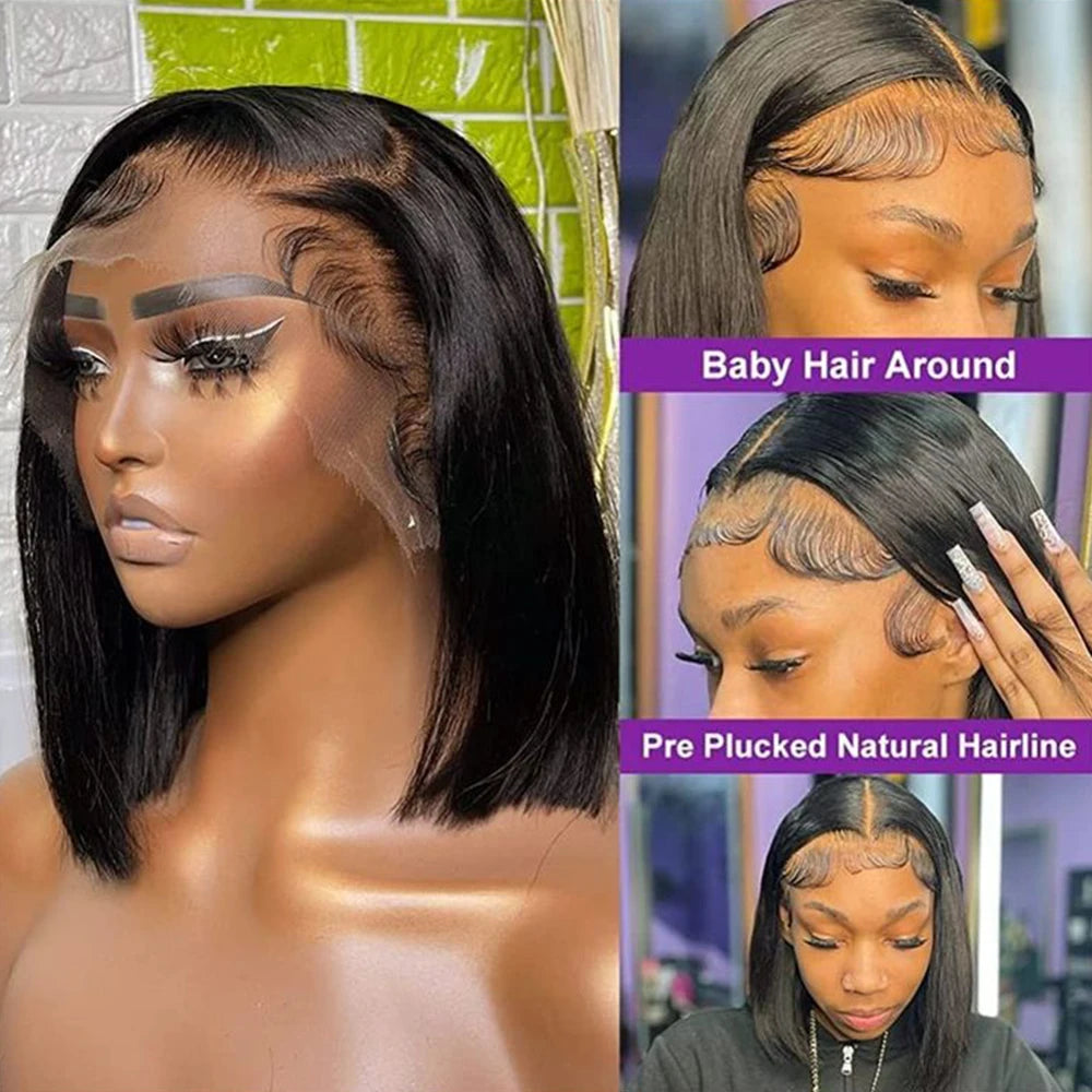 Human Hair Lace Frontal Wig Human Hair Wigs 100% Bob Wigs Straight Lace Front Wigs Human Hair Wigs